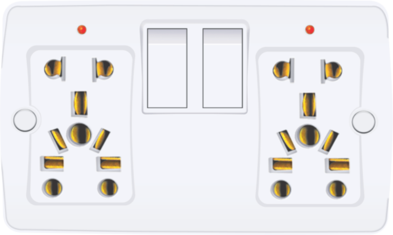 KM Piano Style Double Socket (Elegant Dual Plug)